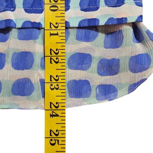 Kate Spade Blue White Sleeveless Layered Blouse Med Artsy Polka Dot Summer Top - Picture 15 of 15